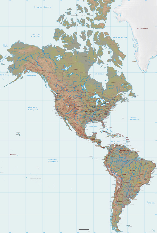Continente Americano Mapa Físico