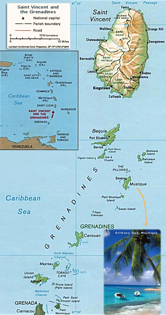 Mapa de São Vicente e Grenadines