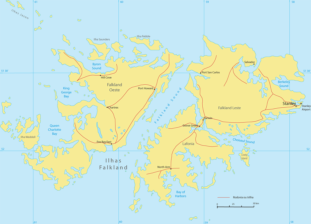 Mapa Falkland
