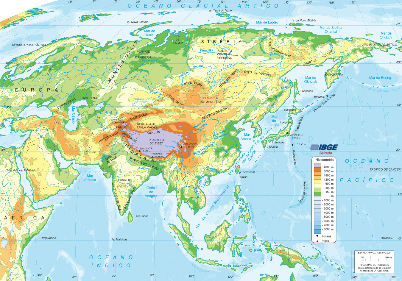 Mapa Físico Ásia