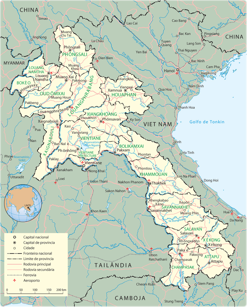 Mapa Laos