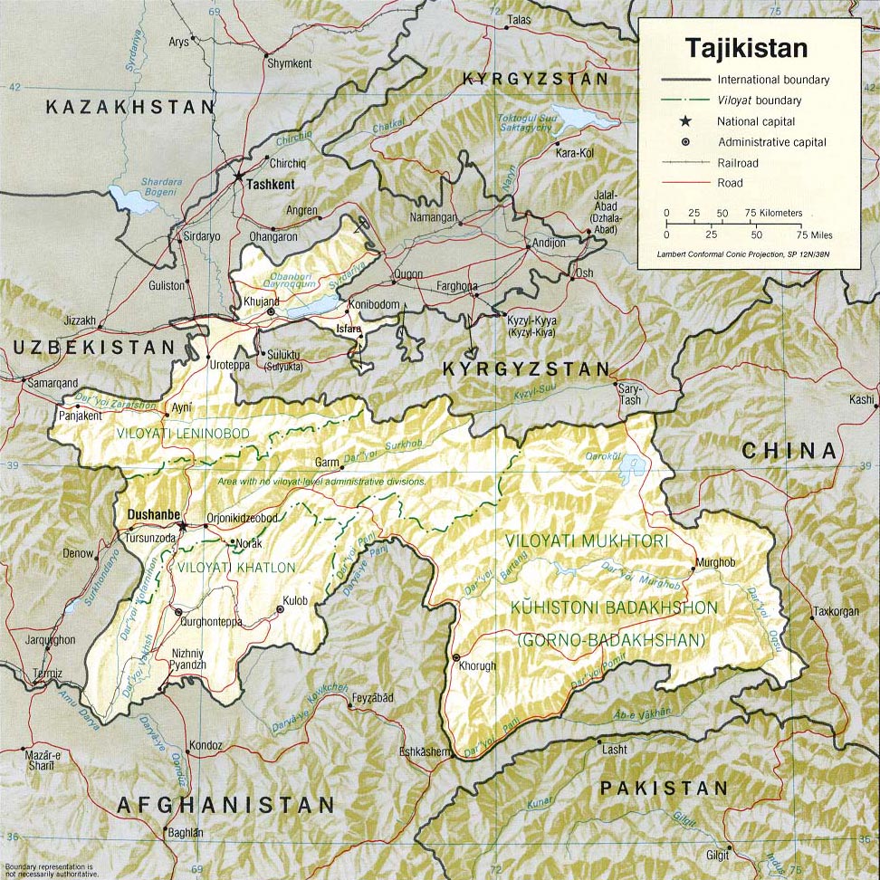 Mapa do Tajiquistão
