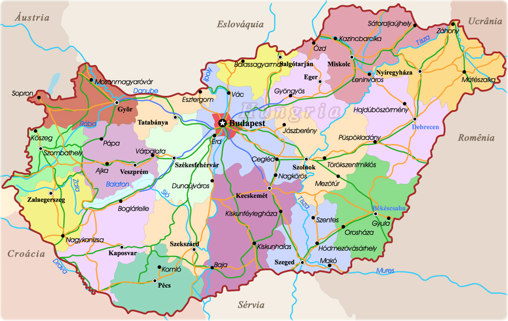 Mapa Hungria