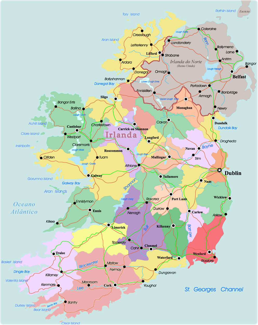 Mapa Político Irlanda