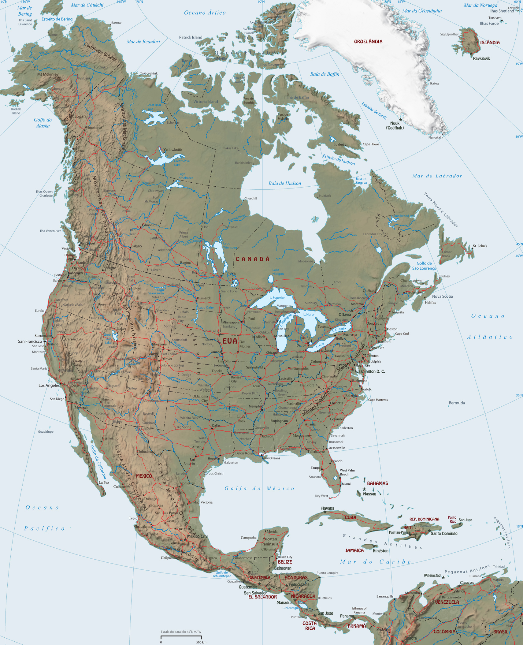 America norte mapa