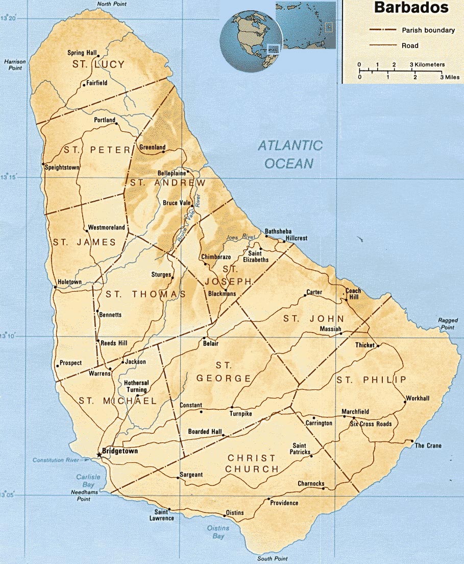 Mapa fisico Barbados