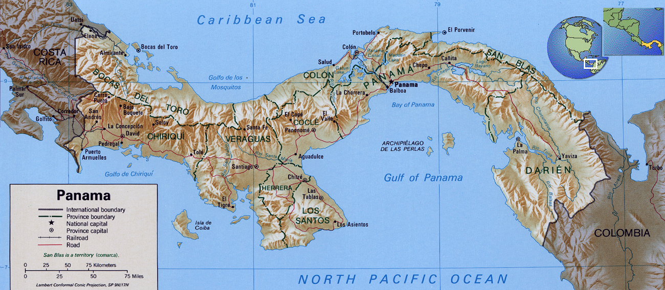 Mapa fisico Panama