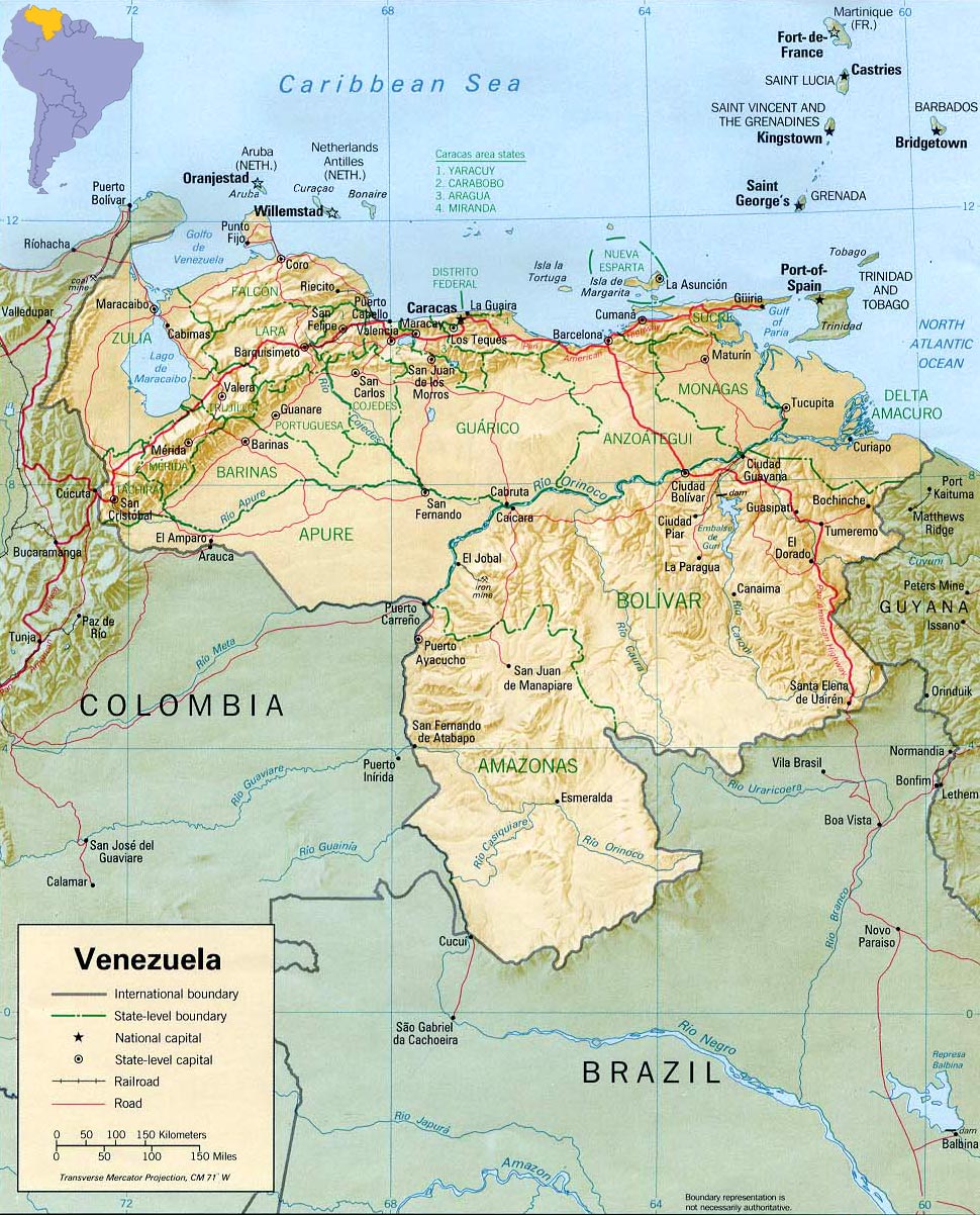 Mapa fisico Venezuela