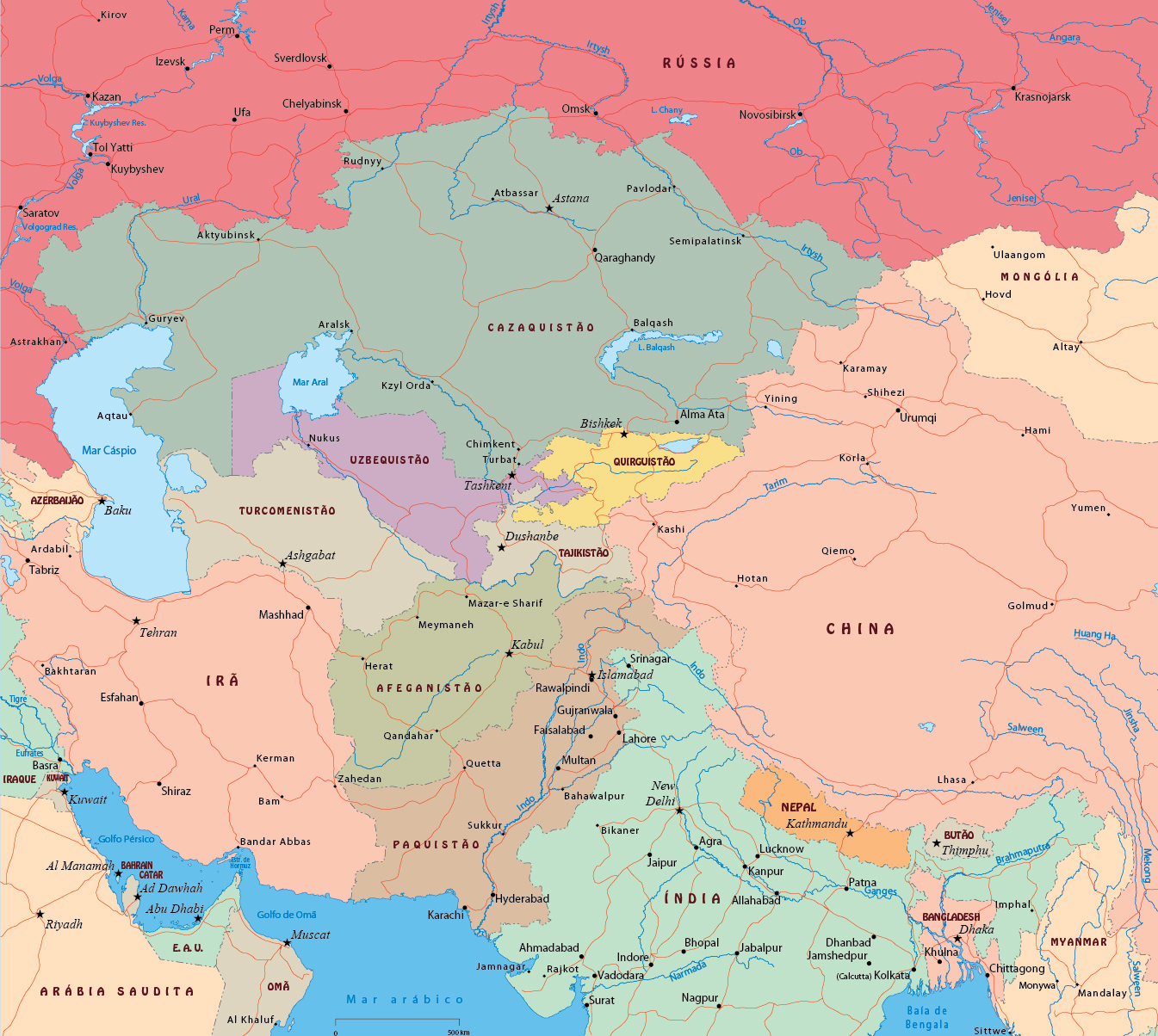 Mapa Asia Central