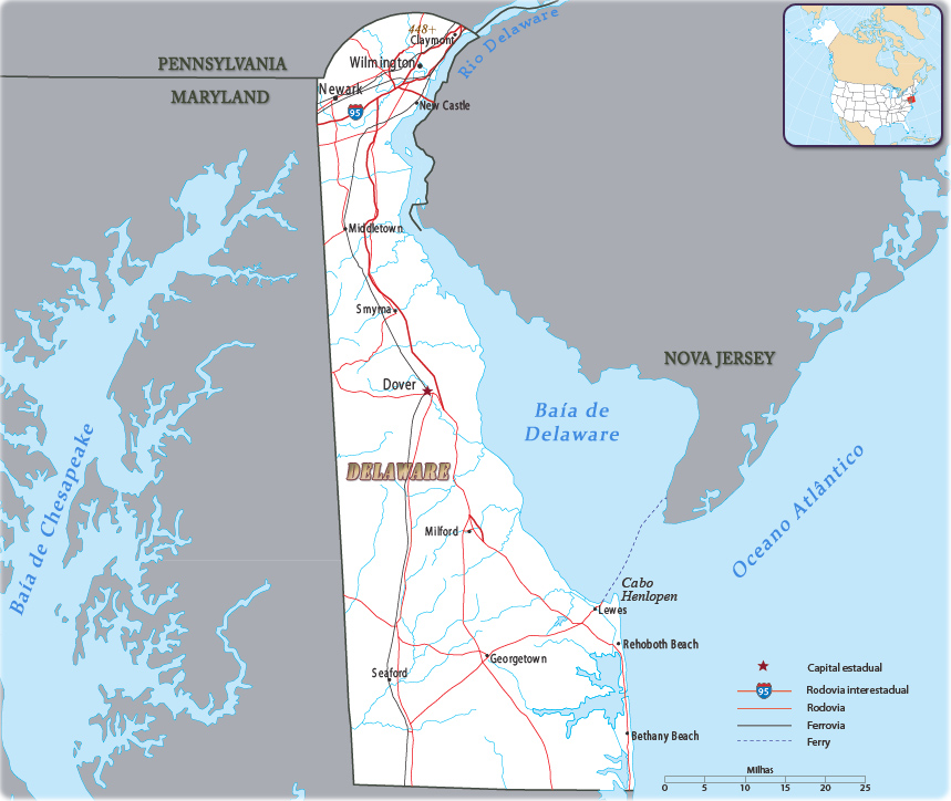 Mapa Delaware