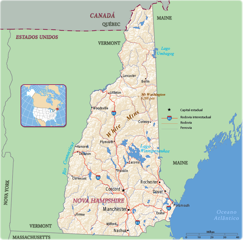 Mapa Nova Hampshire