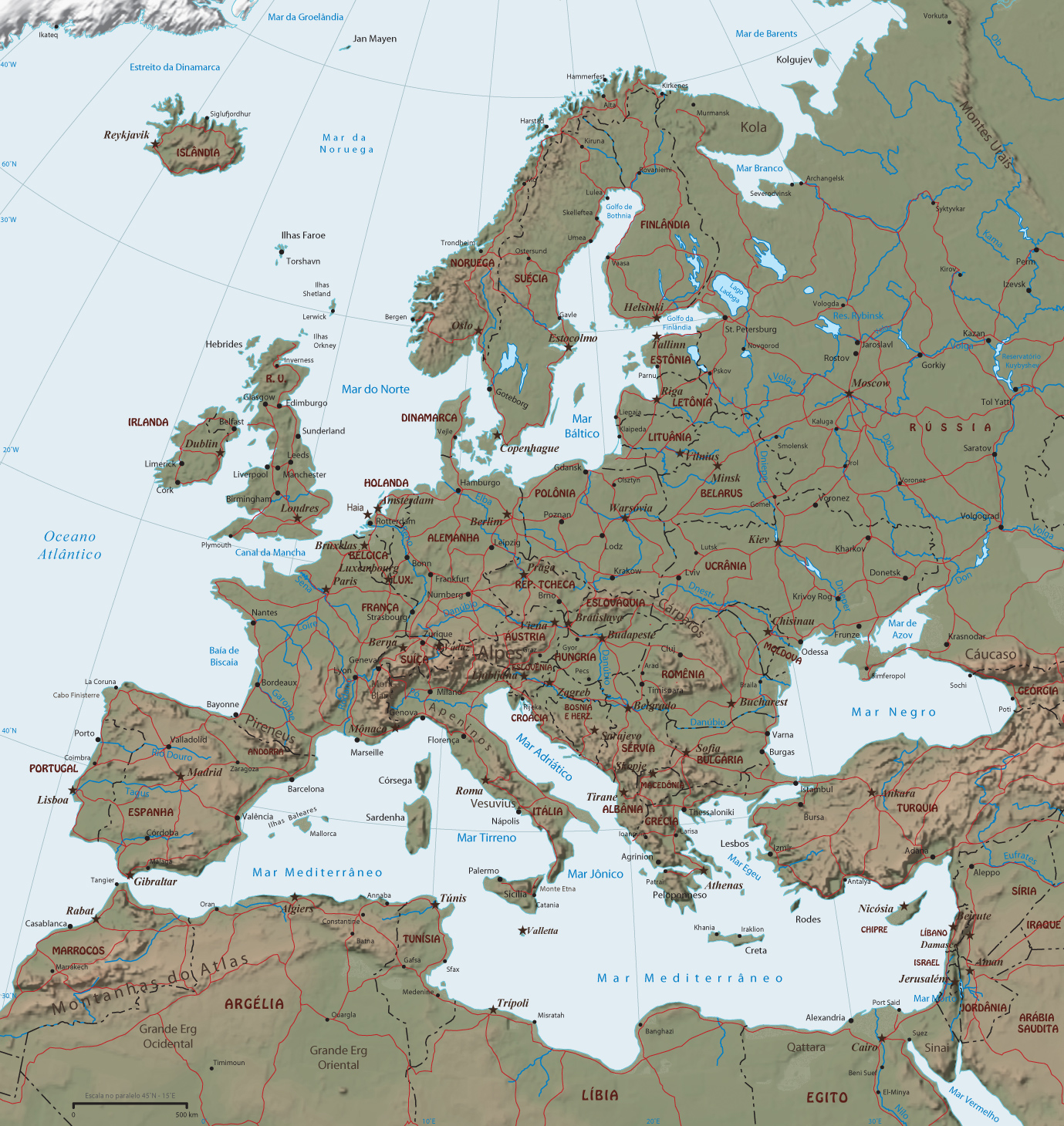 Mapa fisico Europa