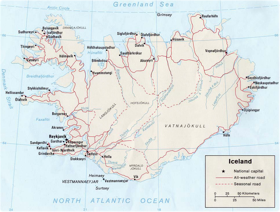 Mapa Islândia