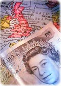 British Pound on map