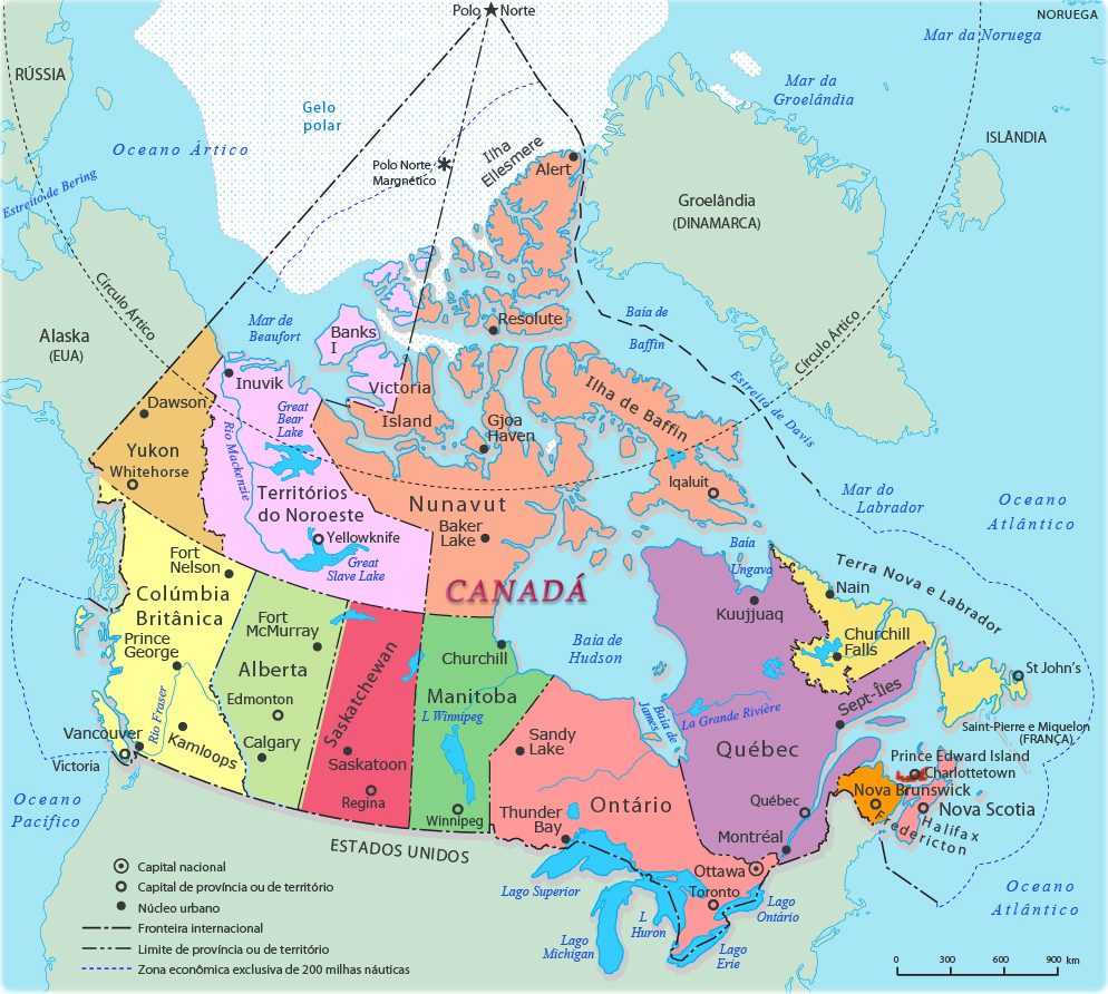 Mapa Político do Canadá